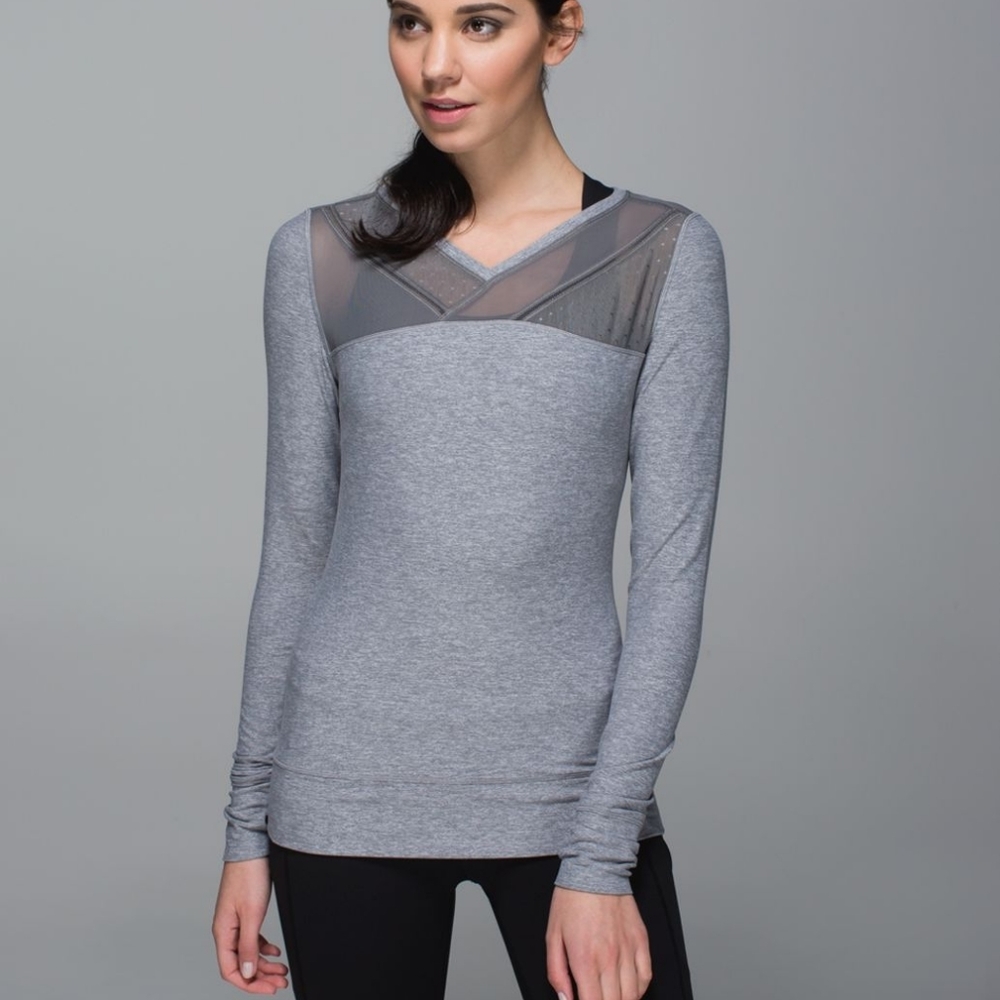 Lululemon Heathered Slate Just Breathe Long Sleeve Top